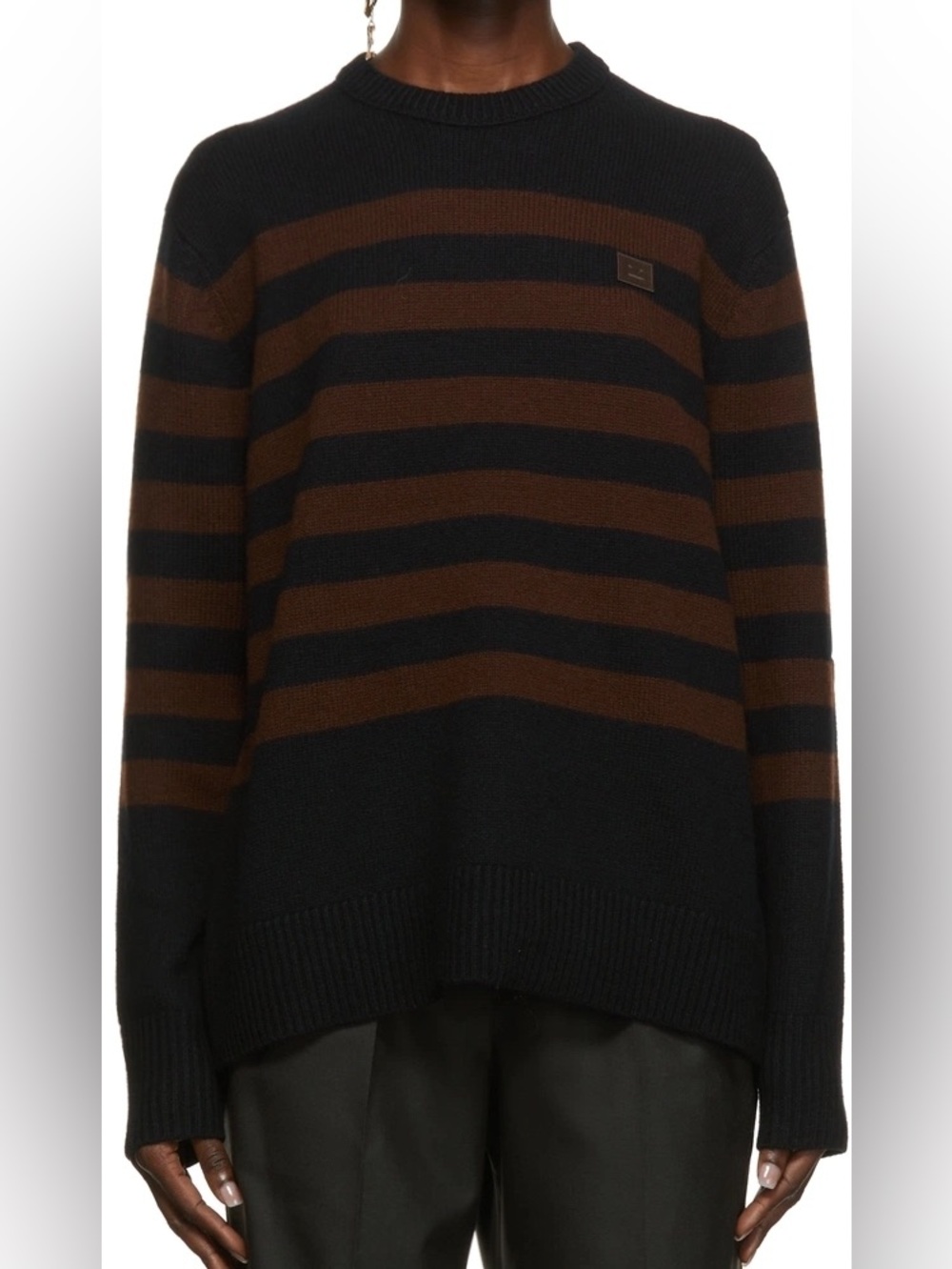 Acne Studios Black & Brown Wool Striped Patch Sweater